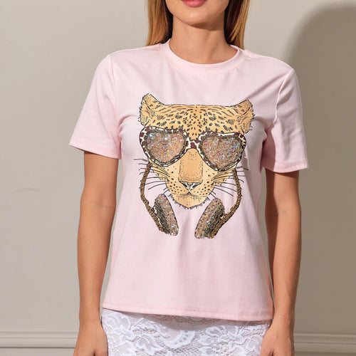 Playera Disco leopard